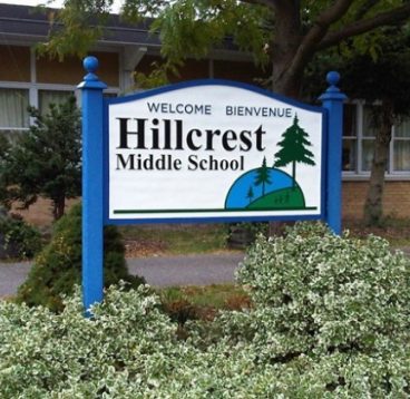 Custom wood sign for Hillcrest Middle School