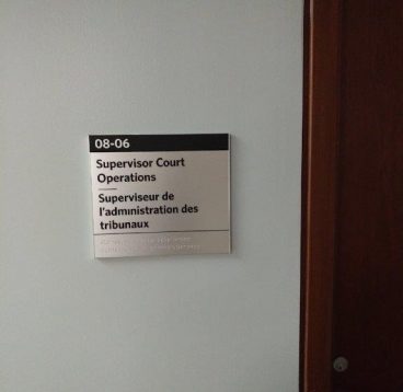 Interior office braille sign