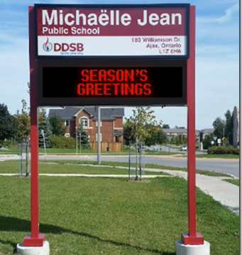 Michaelle Jean Public School sign